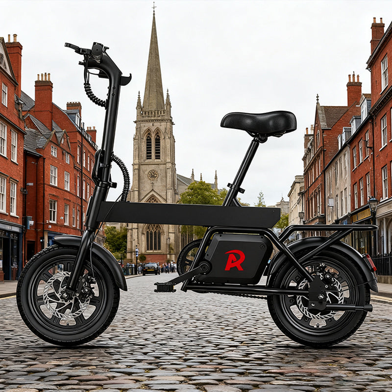 14inch Foldable Electric Bike, Mini City E-Bike, LCD Display, 36V 7.8Ah Battery, 250W Motor, 4 Riding Modes, 4 Speed Levels,25km/h Top Speed And 45km Max Range, With Rear Rack, Pedal Assist, Dual Disc Brakes, Night Lights, an