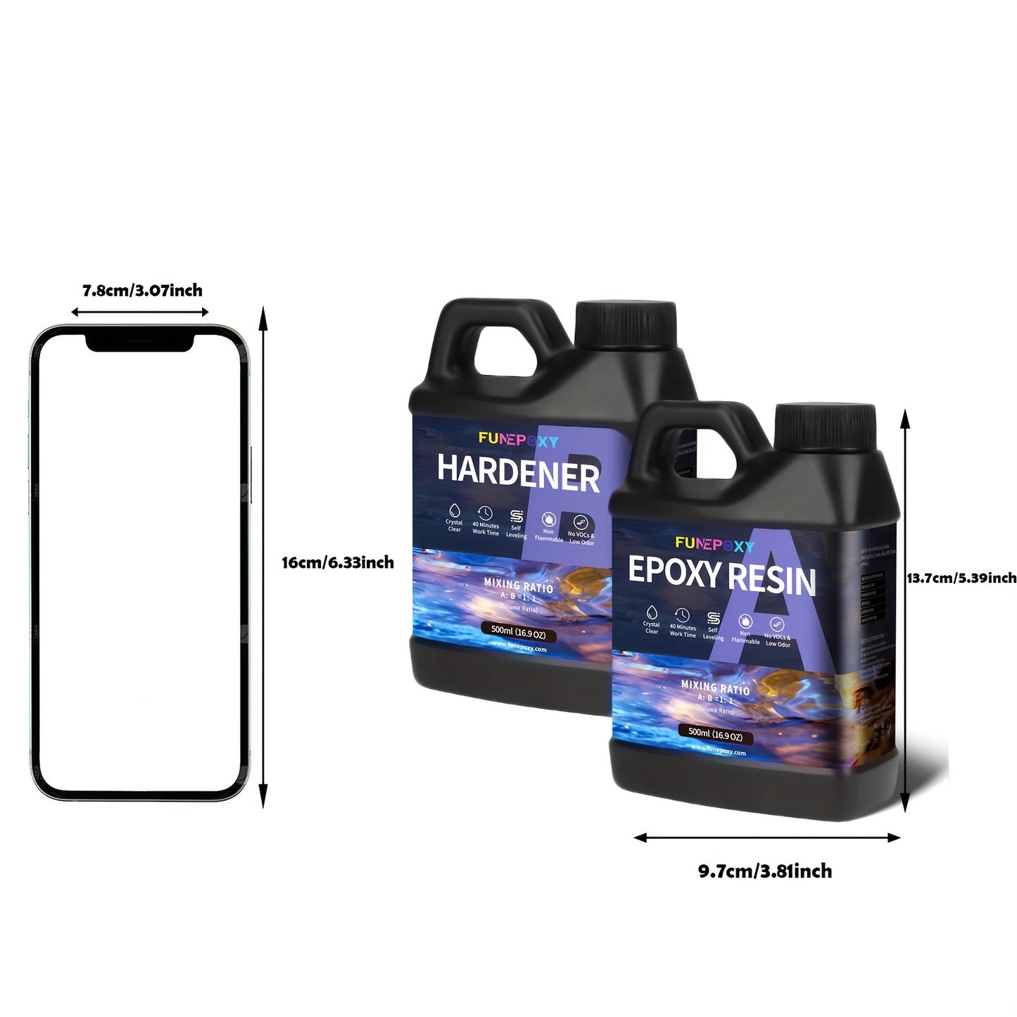Epoxy Resin Set Kit 1:1 Crystal Clear Epoxy Resin for Table Top 500ml/1L/2L/4L/8L