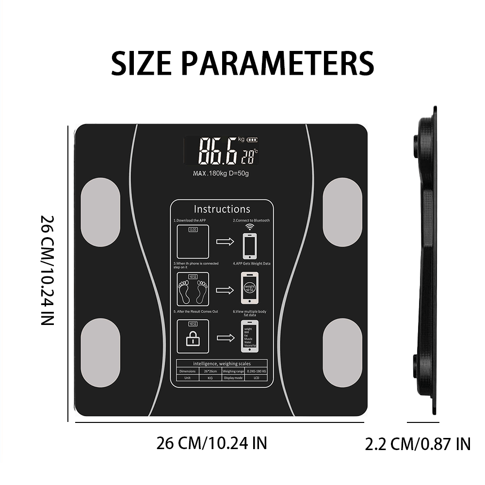 Electronic Scales, Bathroom Scales for Body Weight, Digital Bathroom Scales, LED Display and Step-On, High Precision Measuring Digital Wireless Bathroom Scales for BMI, Scale for Fitness, Weight Loss