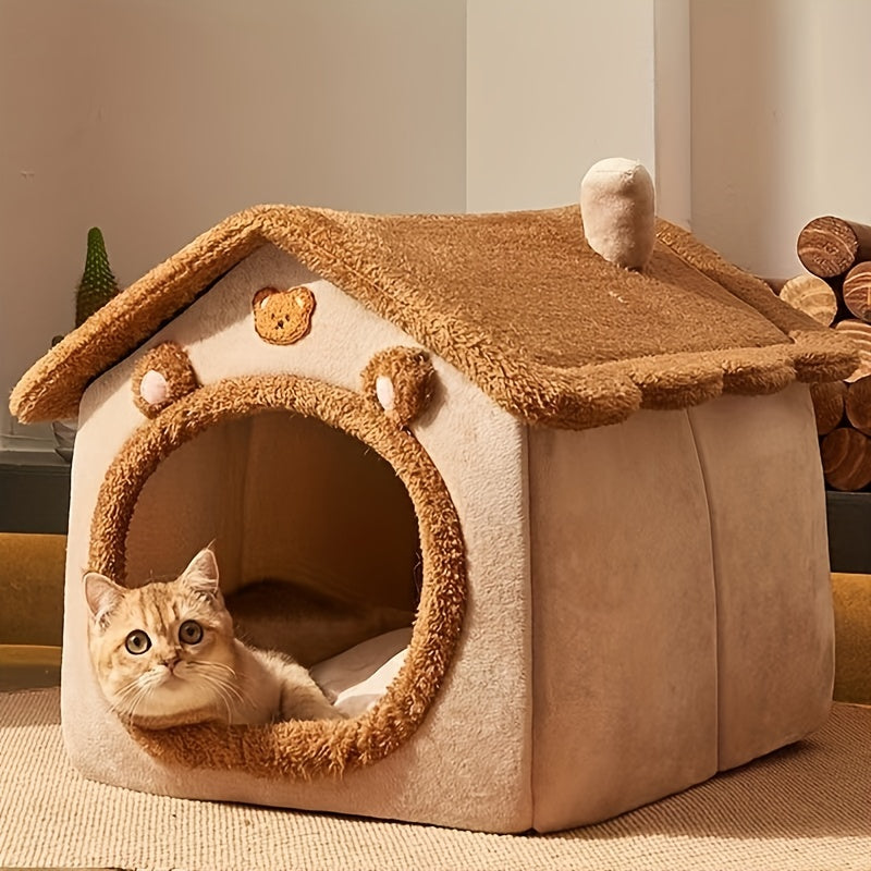 Pet Bed House For Cats, Removable And Washable Cat House, Winter Warm Cat Bed Soft And Comfortable Puppy Cave Nest Christmas Gift