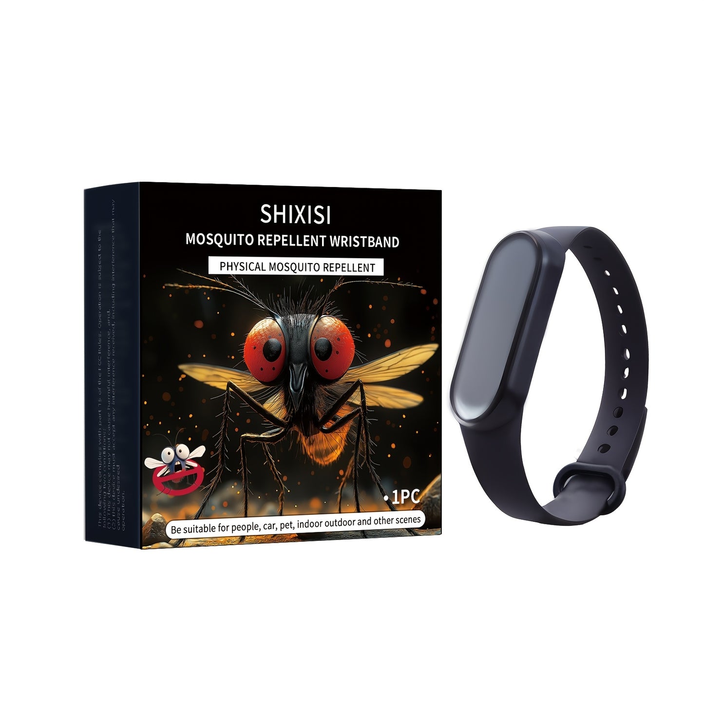 Electronic Mosquito Repellent Bracelet, Black, Fishing Mosquito Repellent, Comfortable to Wear, Physical Mosquito Repellent, Chemical-Free, Fashionable and Versatile, Unisex, 1 Piece