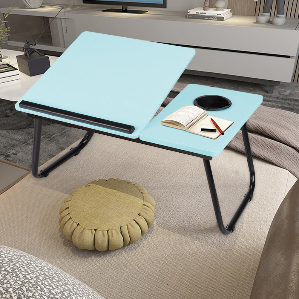 Laptop Desk Laptop Bed Table with Foldable Legs and Cup Slot, Reading Holder Notebook Stand with Adjustable Height Angle, Laptop Bed Tray for Bed Sofa Breakfast Work Study Reading