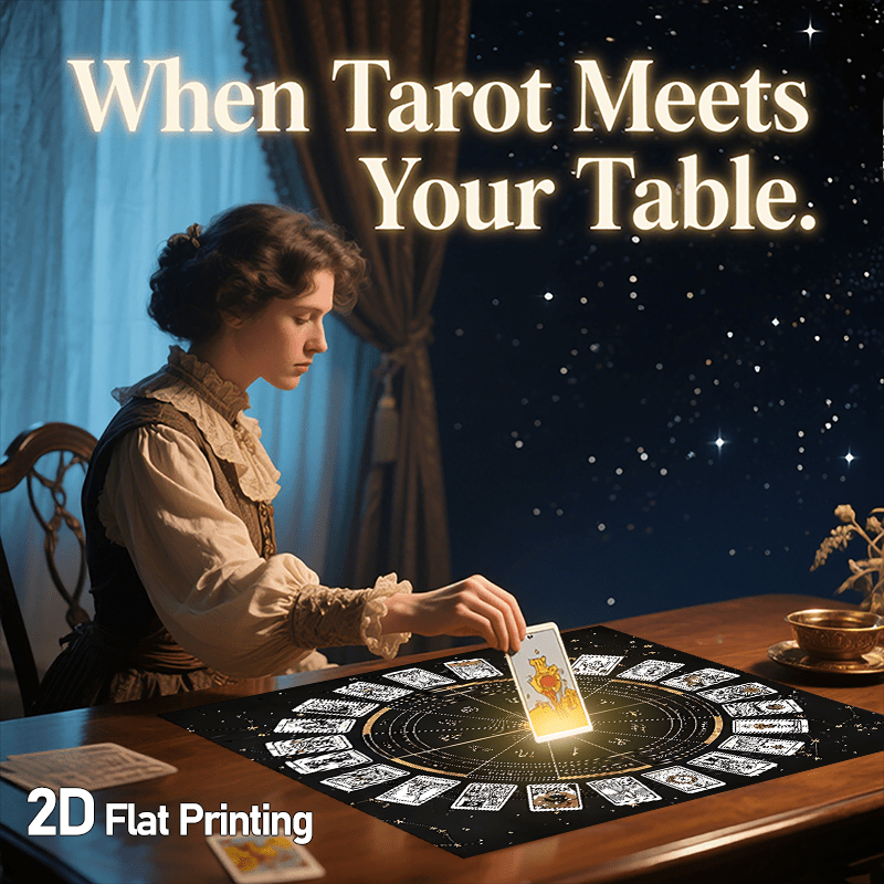 Zodiac Chart Tarot Tablecloth - Black & Golden Astrological layout with 12 Zodiac Signs - Heavy-Duty Machine-Washable Polyester Altar Cloth for Tarot, Astrology, Witchcraft, Meditation - Multiple Sizes (50x50/60x60/75x75/80x8