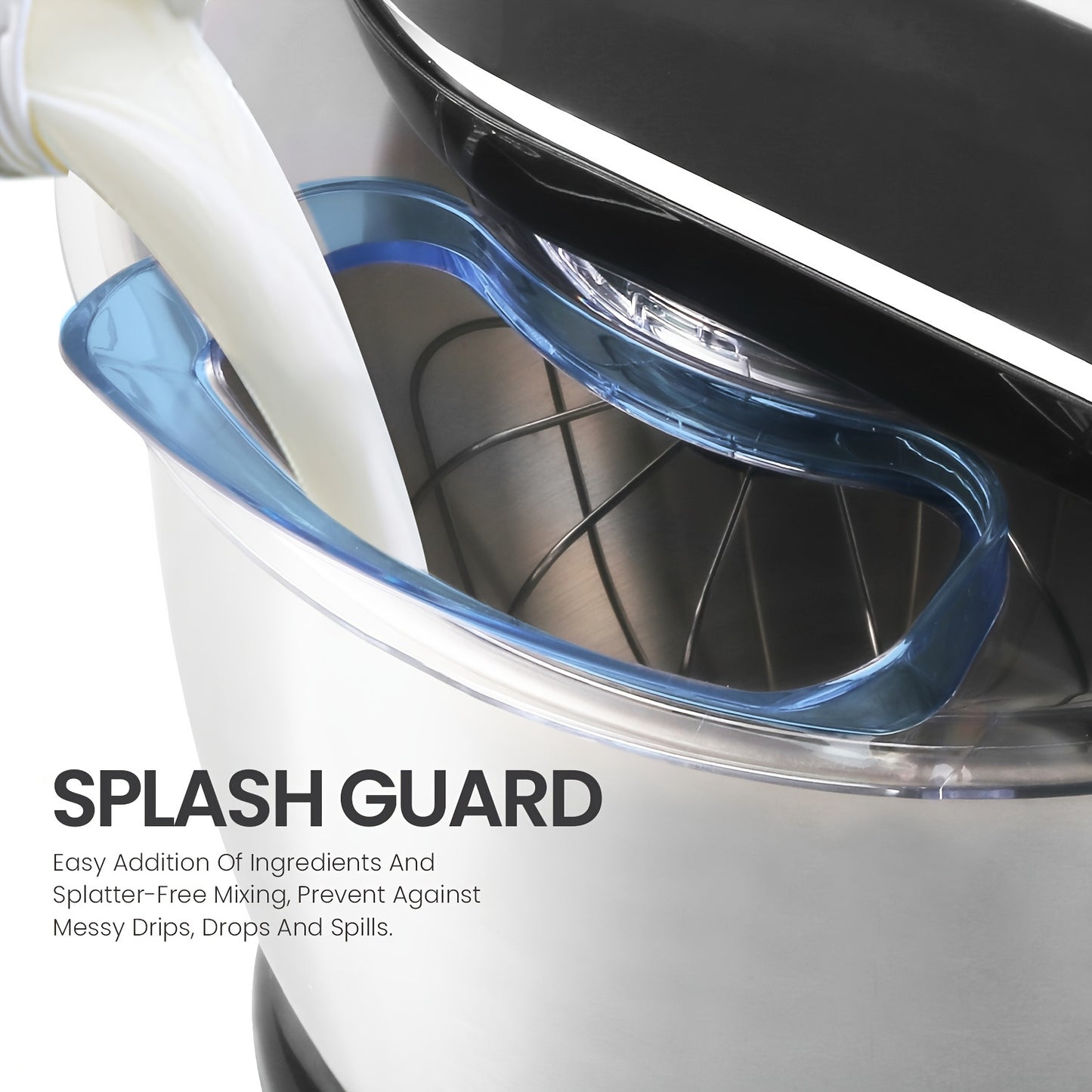 3-in-1 Stand Mixer 5L 1300W 8-Speed Kitchen Machine with Pulse, Stainless Steel Dough Hook Whisk & Eggbeater Attachments, Energy Class A+++ for Baking Cakes Bread, Black, Baking Essentials, Ergonomic Handle, Reliable Performa