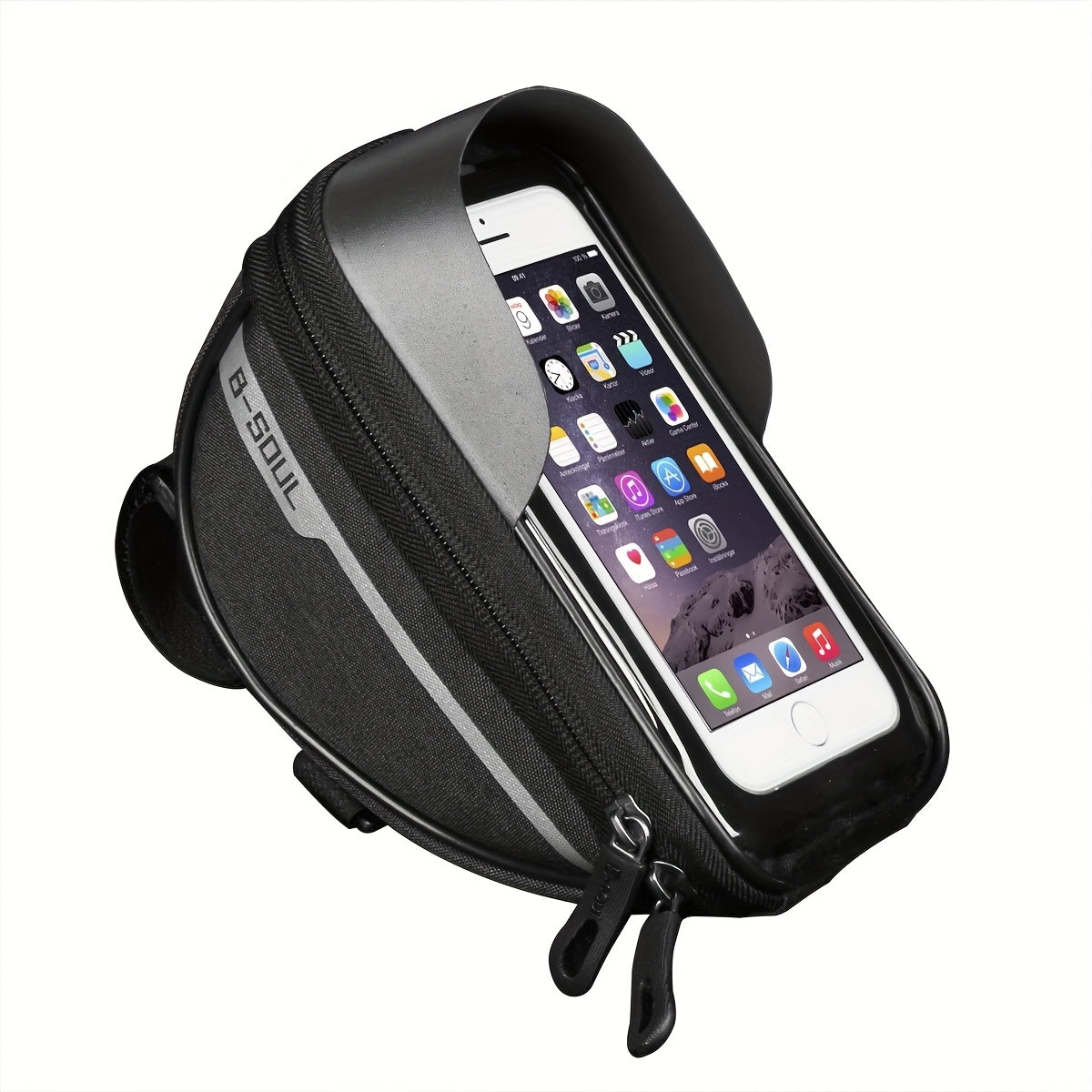 Black and Red Color Bicycle Bag 1L, Top Tube Frame Bag, Handlebar, Mountain Bike, Touchscreen Cycling Bag, Phone Mount, Bicycle Accessories