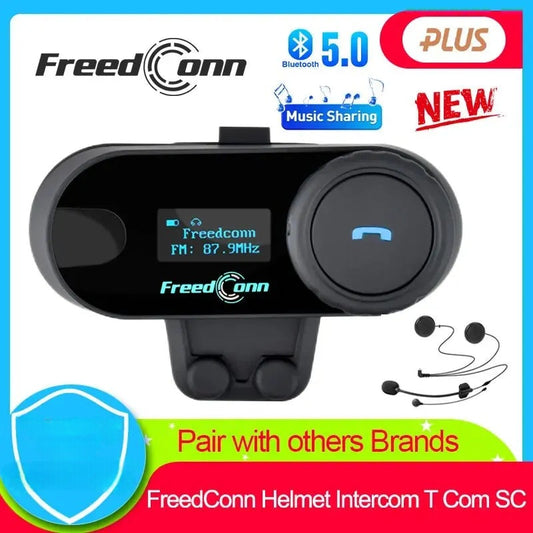 Freedconn T Com SC Bluetooth Motorcycle Intercom Helmet Headsets Wireless Communication Interphone BT 5.0 Music Share 10 Riders