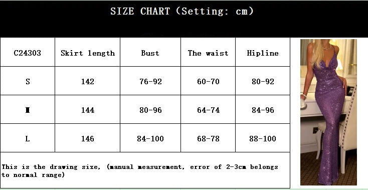 Light luxury sequin evening gown sexy low cut backless suspender skirt slim fit temperament elegant fishtail skirt