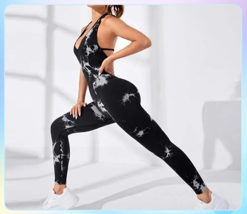 Sexy Backless Sling Women Full Seasons Casual Fitness Sporty Playsuit Sleeveless Slim Activewear All In One Jumpsuit Clothing