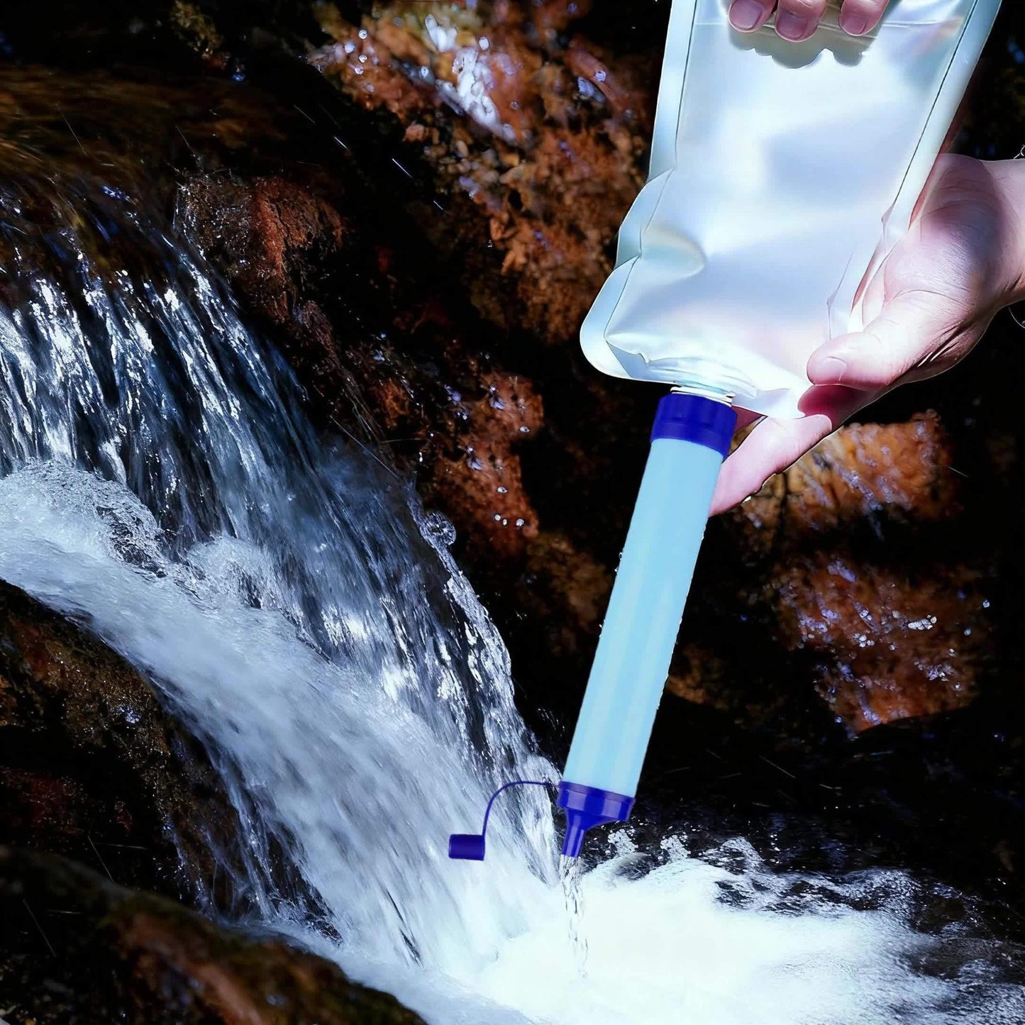 7 in 1 Set Emergency Survival Portable Water Filtration Cleanser Straws for Emergency Situations, a Set Designed for Outdoor Activities Mountain Trip Kayak Camping, Hiking, Traveling, And Biking Health Care Supplies