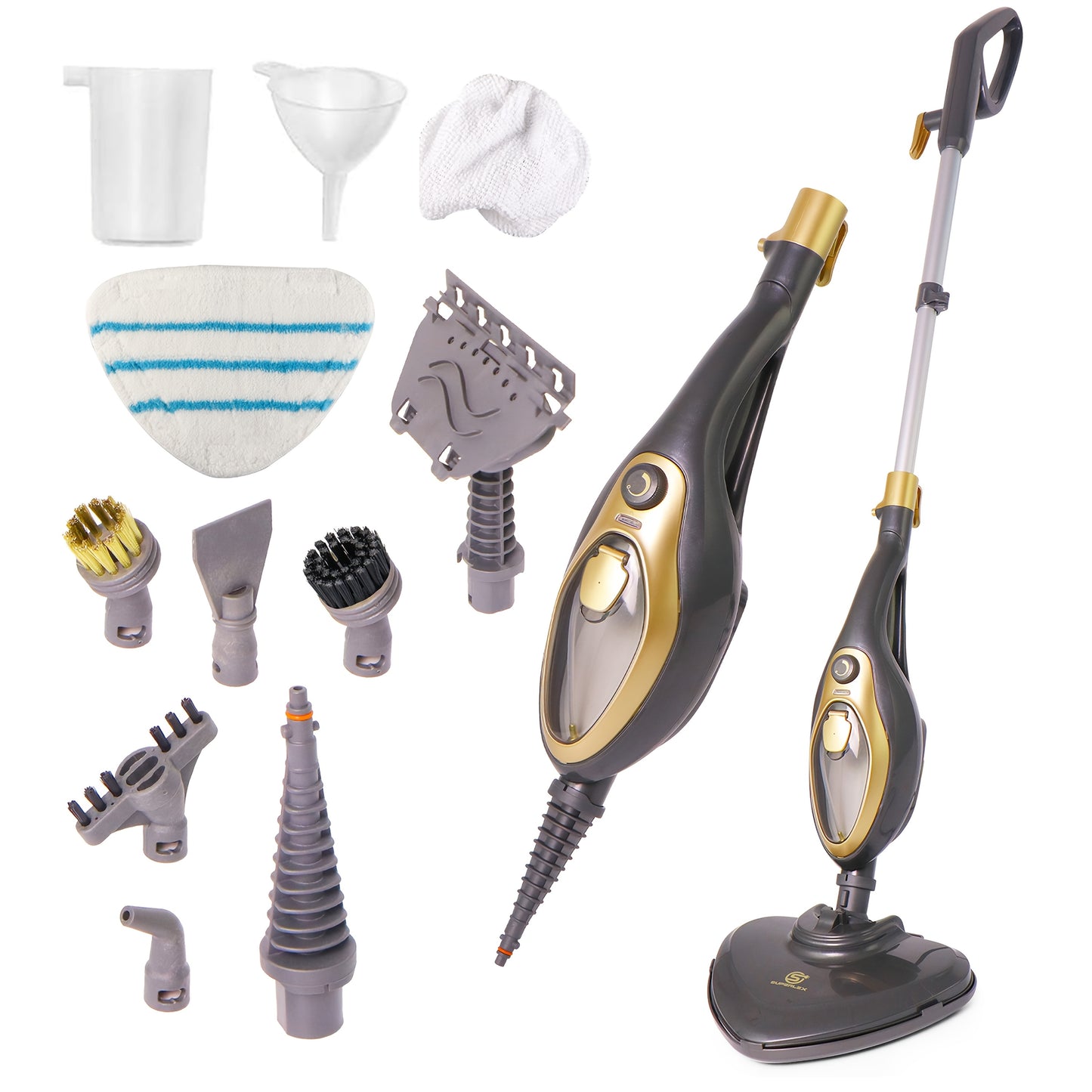 Steam Mop Floor Cleaner Carpet Steamer, 12-in-1 Mutlifunction Steam Cleaner Detachable Handheld Variable Control with Microfibre Pad for Carpets, Hard Floors, Bathroom, Kitchen