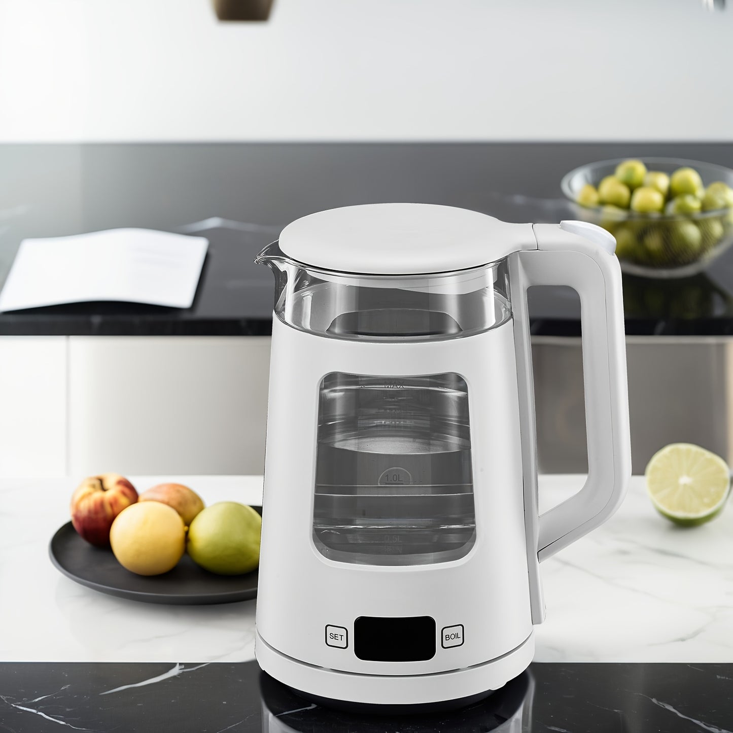 1.7L Glass Electric Kettle with Keep Warm, 5-Temperature Control (Chiller Mode), 2200W Fast Boil, Auto Shut-Off & Boil- Protection, & 5- Indicator, UK Plug (220-240V) - Tea Maker & Beverage Dispenser