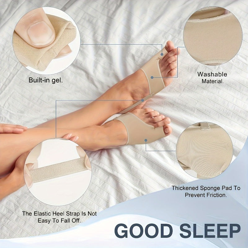 2 PCS Set A Pair of Adjustable Elastic Toe Separators, Unisex Gel Toe And Thumb Separators with Gel Pads - Designed for Foot Comfort - Suitable for Nighttime Use, Hiking, Camping Gym
