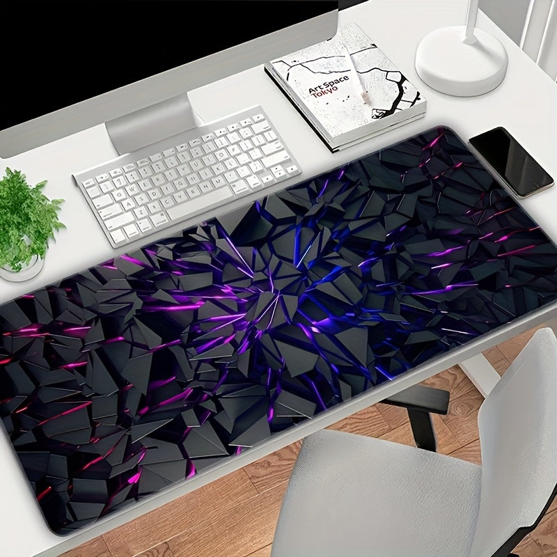 Oversized (150x80cm) Small (70x30cm) Modern Black Mouse Pad Featuring Bright Neon Designs - Premium Quality with a Rubber Backing - Sturdy Desk Mat Suitable for Gaming And Office Aesthetics - Perfect Present for Christmas And