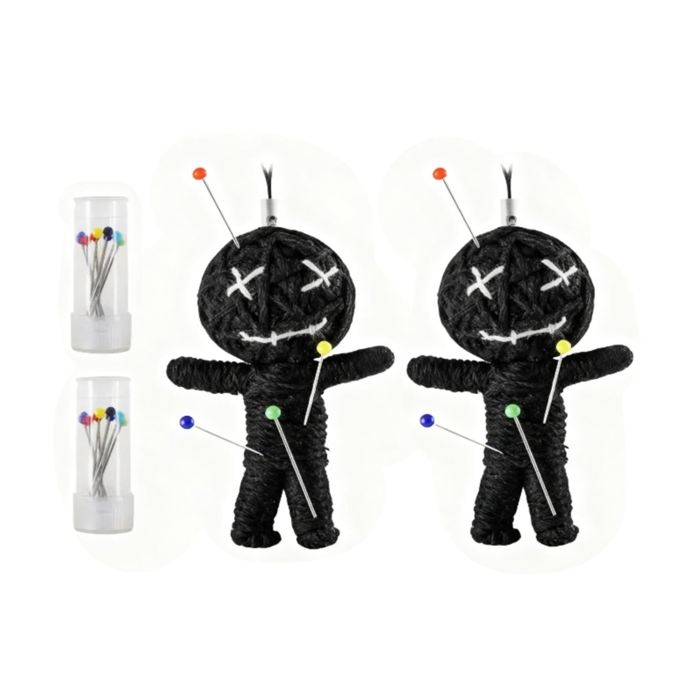 2 Sets of Knitted Voodoo Woven Ornaments Occult Party | Each Set Includes 5 Needles - Black Humor Style, Suitable for Parties or Joke Occasions, Boho Fabric Style