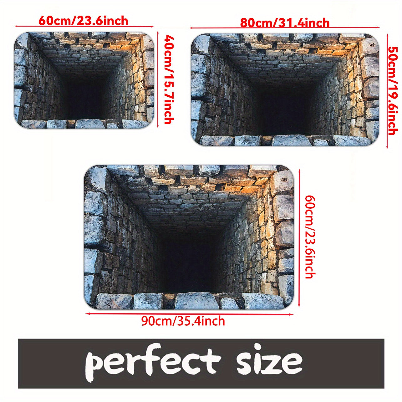 NEW Fantasy Style, Black Hole Stone Cellar, High Definition Printed Door Mat, Non-Slip Bathroom Floor Mats, Microfiber Absorbent Machine Washable Polyester Rug for Bedroom, Living Room Entry Carpet, Camping Picnic Mats, Yoga