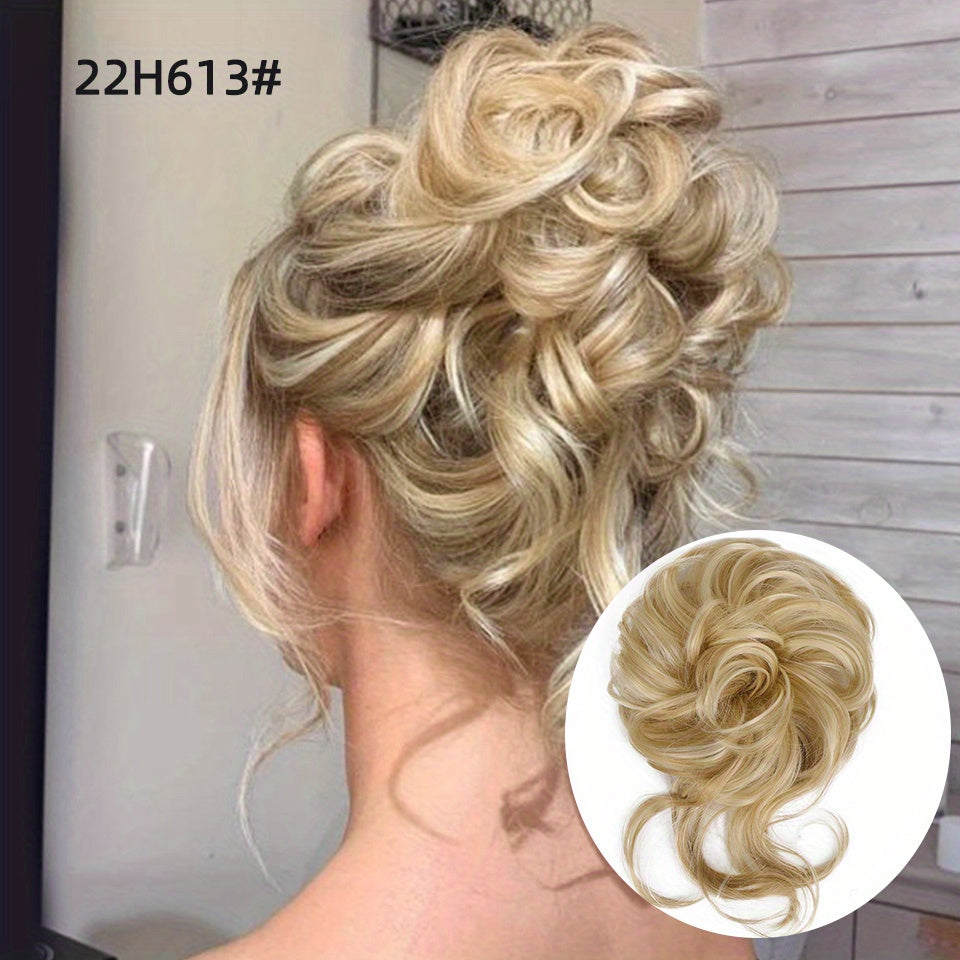 Hair Extension Add Volume And Style with Synthetic Messy Curly Ponytail Hair Bun Chignon Scrunchy Hair Band Women Hair Care Accessories