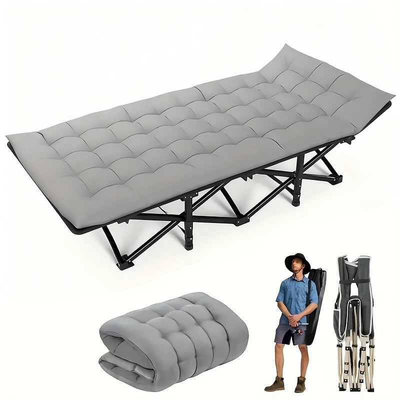 Adult Folding Bed, Office, Outdoor Camping, Courtyard Garden Portable Single Bed + Cushion, Lounge Chair, Space-Saving Design, Suitable for Camping, Travel, Rooms and Offices Furniture Supplies