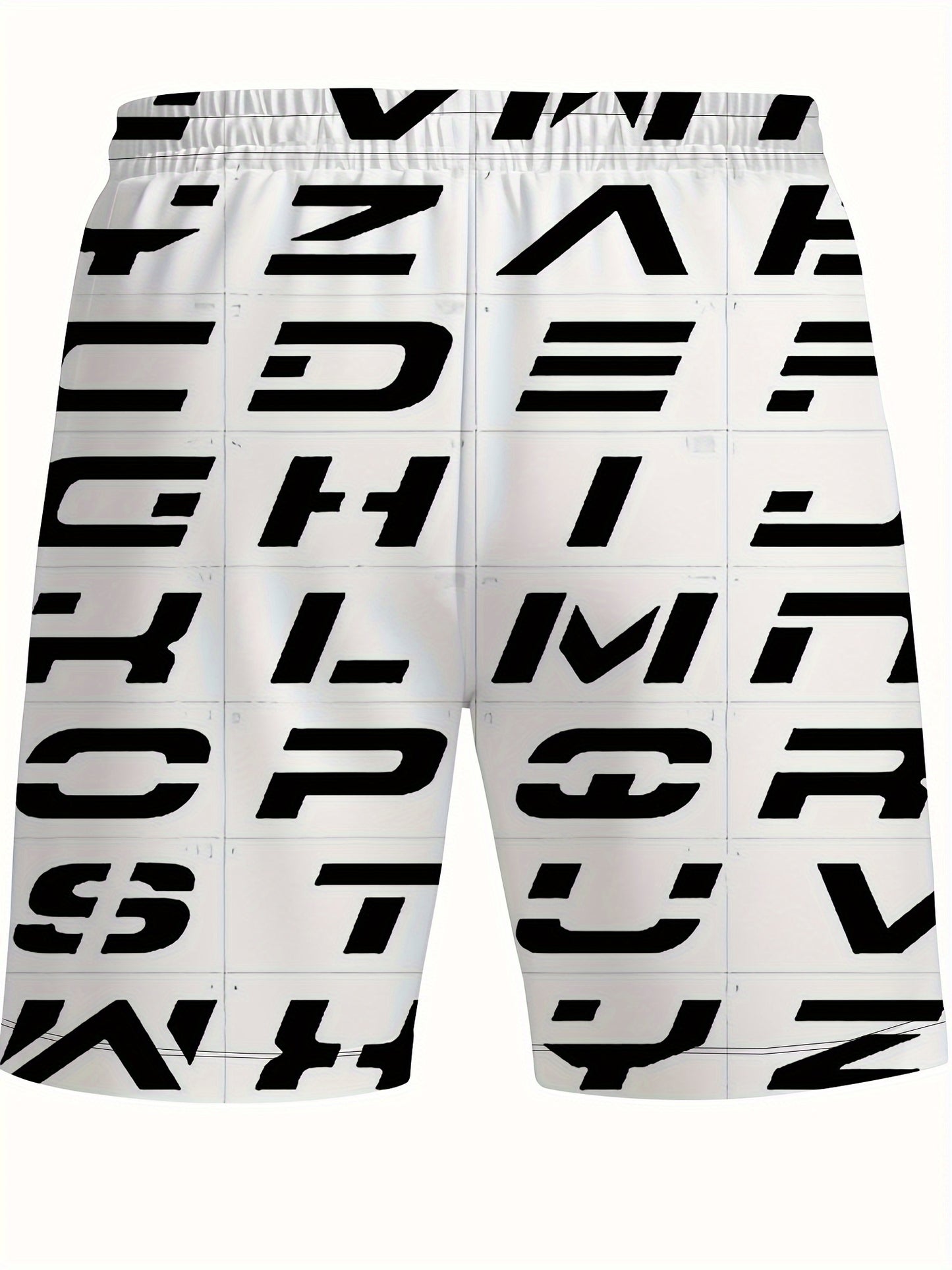 UK 42-56 Plus Size Men's Summer Casual Shorts Featuring Bold 3D Letter - Lightweight, Breathable Fabric Ideal for Beach, Vacation, and Outdoor Activities. Modern Beachwear, Summer Sport Shorts