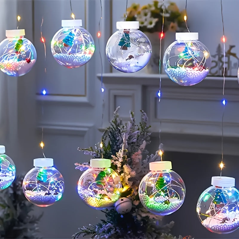 Christmas LED String Lights with Santa, Reindeer, and Snowman, 8 Modes, USB Powered, Glam Style, Multi-Colored Festive LED Lights, with No Battery Required for Bedroom, Hotel Window Display, Fairy Lights Drapes, New Year Deco