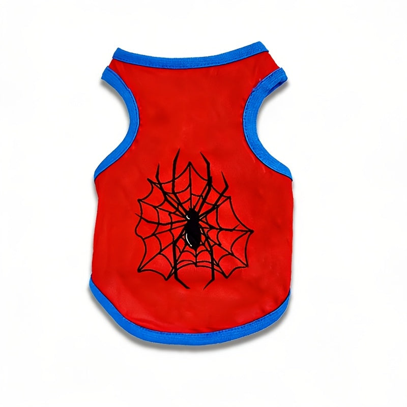 Soft Breathable Dog Clothes Suitable for Dog Breeds like Teddy, Bichon Frise, Corgi - Spider & Bat Patterns, Sleeveless Pet Outfits for all- Wear, Machine Washable Non-Restrictive for small/Medium Dogs