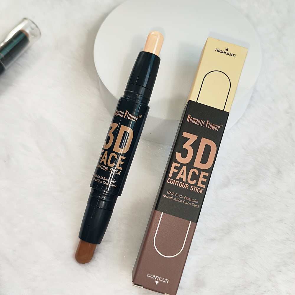 Double Head Contour Stick, Highlights & Contour & Concealer 3D Face Waterproof Long Lasting Makeup with Plant Squalane Women Make-Up Accessories Cosmetic Supplies