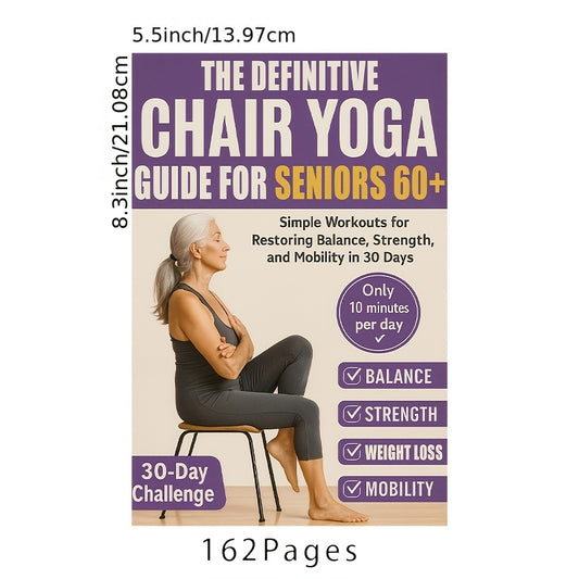 162 Pages Chair Yoga for Seniors Over 60: Just 10 Minutes a Day Can Make You Feel 10 Years Younger - a Fitness Manual for Shaping And Weight Loss (Home Anti-Aging), 162 Pages, 21.08*13.97 cm, Improves Health And Regains Indep