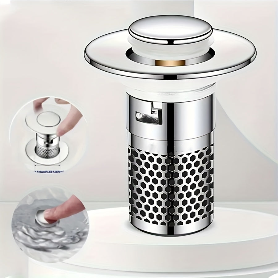 Heavy-Duty 304 Stainless Steel/Brass Bathtub & Shower Drain Compatible for Bathtub/Shower - Odor-Resistant -Rust Drain with Hair Catcher, Quick-Draining Sink Stopper, Easy Installation - Modern Cylindrical Design for home Bat