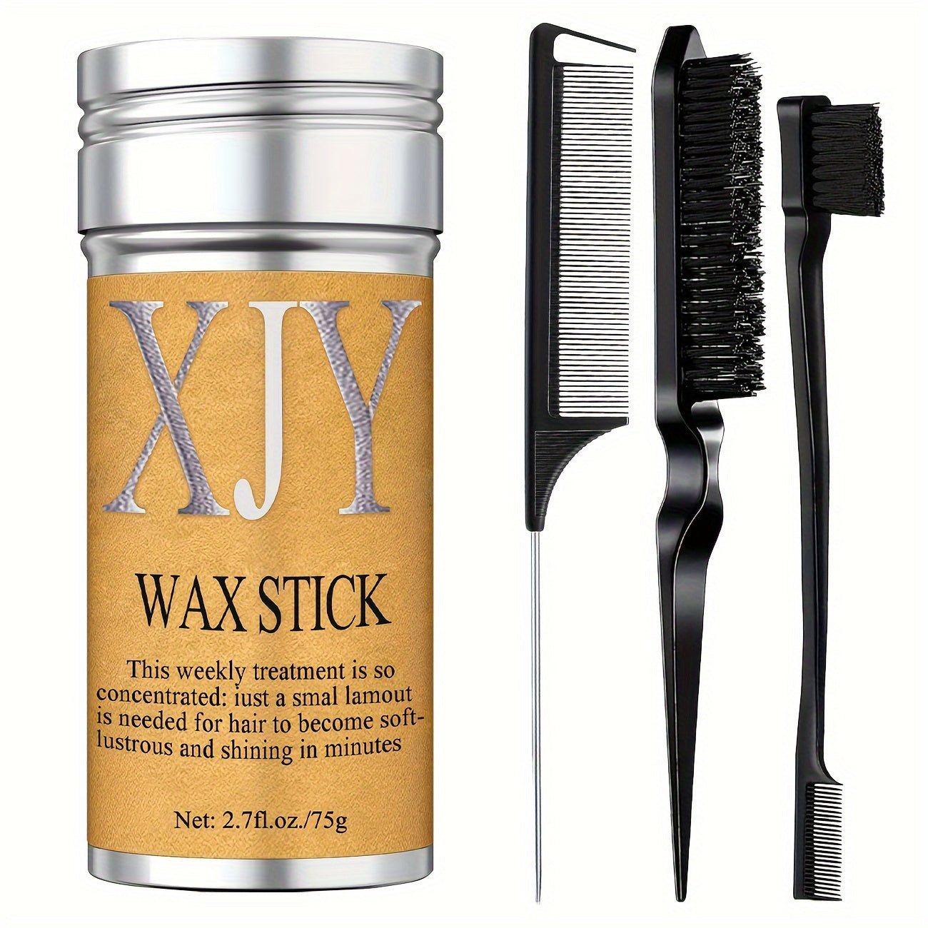 Hair Styling Set: Smooth Back Hair Brush, Wax Stick, and Edge Brush for Men and Women - Perfect for Rat Tail Comb Bristle Hair Brush Set, Women's Bun Hair Accessories, and Smoothing Hair Brush with Glycerin