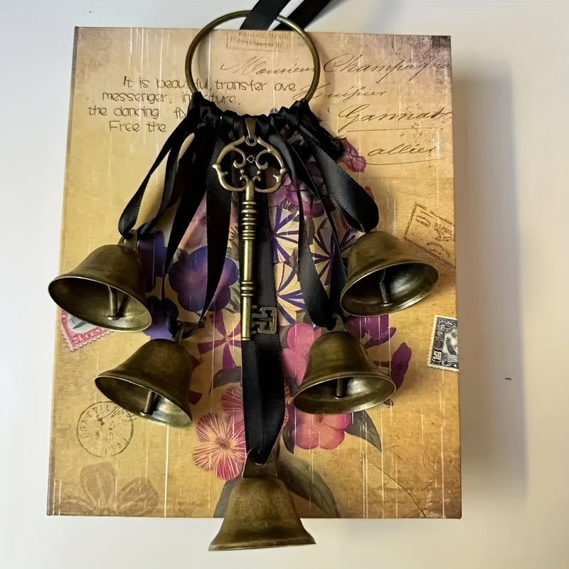 Bohemian Witch Bell Home Protection - Metal Wall Hanging with Ribbon, Attracts Positive Energy, Repels Negative Energy, Perfect Witchcraft Gift, Suitable for Room Decor