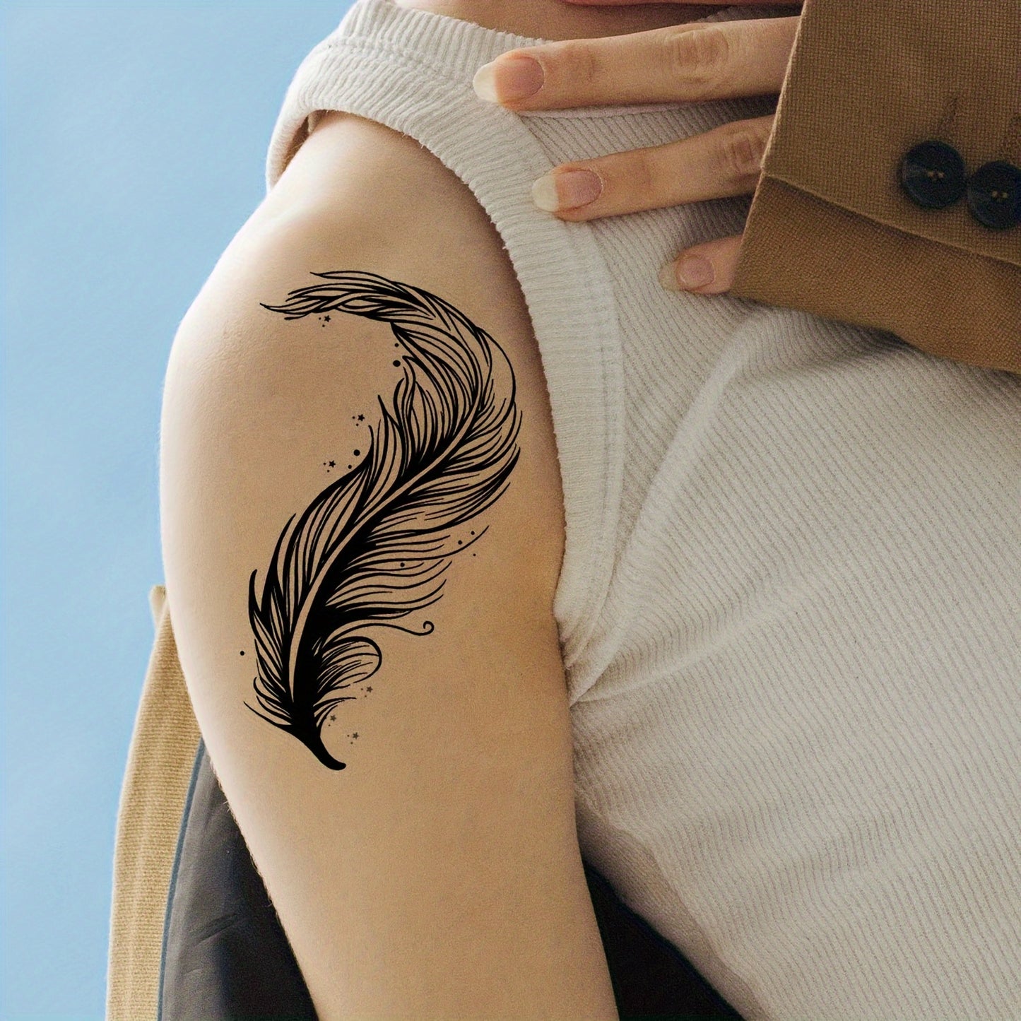 30 SHEETS Set Temporary Tattoo Stickers, Black Butterfly Feather Wind Chime Wings Planet Spider Guitar Flower Heart Pattern Tattoo Stickers, Body Wrist Collarbone Art Waterproof Fake Tattoo Stickers Suitable for Women, Tempor