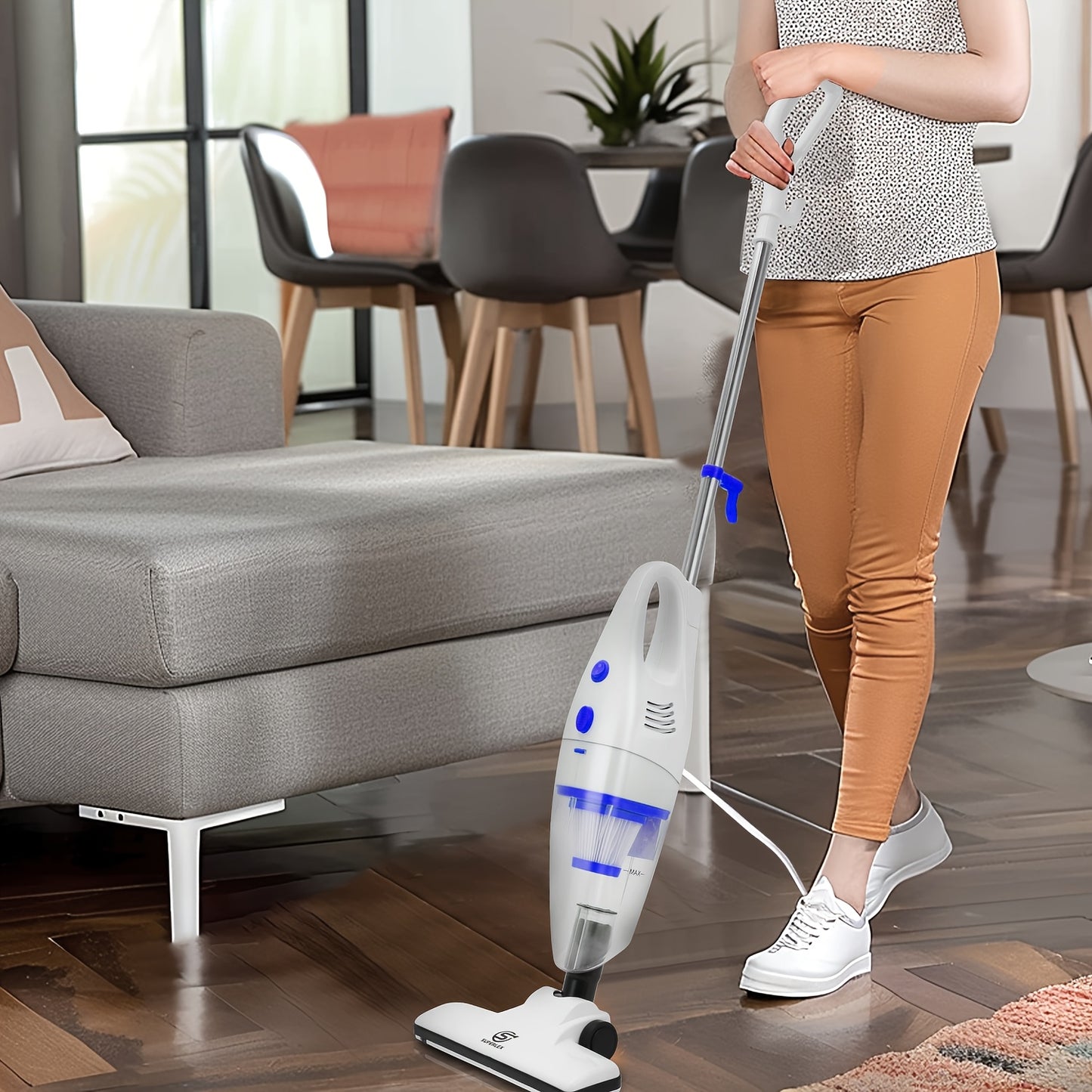 NEW Arrivals 600W Vacuum Cleaner with Cable 4-in-1 Upright Bagless Vacuum, Hand-Held Stick Vacuum Cleaner 16Kpa Suction with HEPA Filter for Animal Hair, Carpet, Rugs, Floor Home Cleaning Supplies