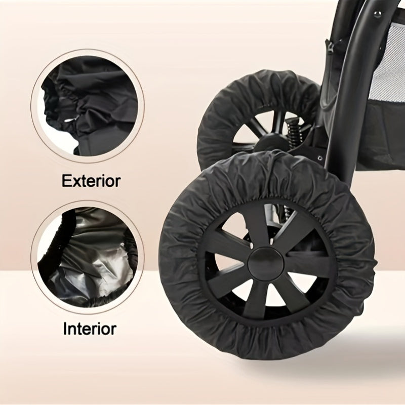 4pcs Stroller Wheel Covers - Heavy-Duty Dustproof & Easy-Clean Stroller Wheels with Non-Slip Grip, Compatible with All Strollers, Travel Strollers, Outdoor Toddlers, Durable Stroller Cover