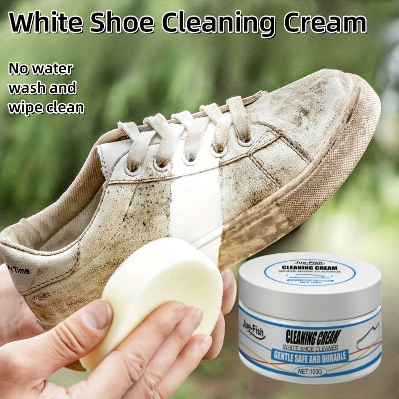 Instant White Shoe Cleaner Cream - Stain Remover & Whitening, Safe for Sneakers, Canvas, Faux Leather | Easy No-Rinse Formula