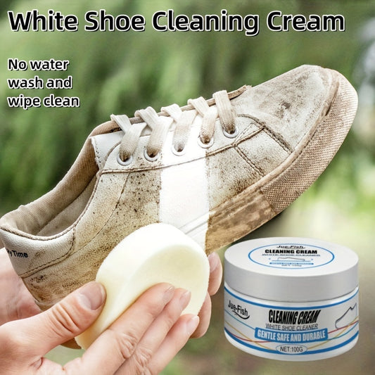 Instant White Shoe Cleaner Cream - Stain Remover & Whitening, Safe for Sneakers, Canvas, Faux Leather | Easy No-Rinse Formula