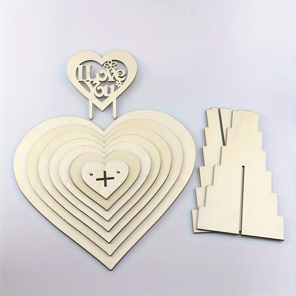 Elegant 7-Tier Heart-Shaped Wooden Chocolate Display Stand for Weddings & Parties - Artistic Home Decor Accent