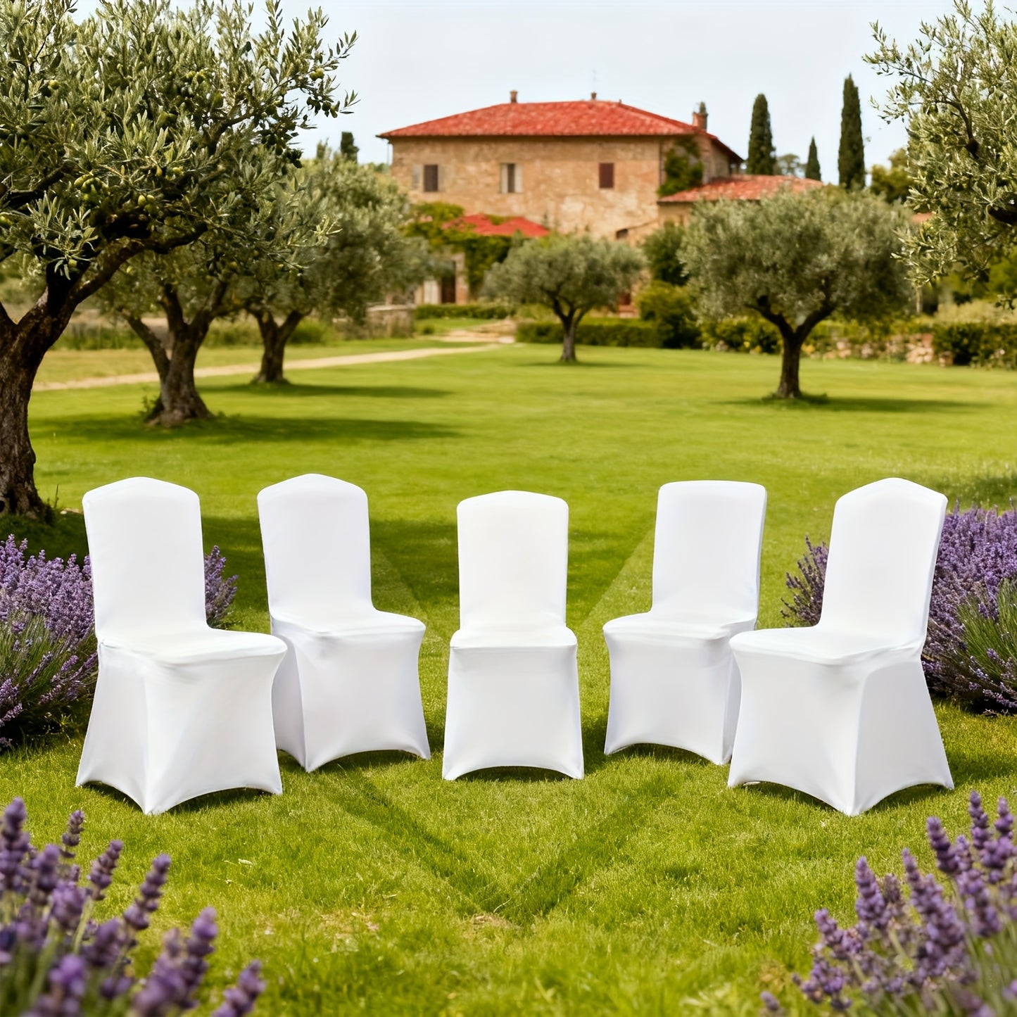 50-100 PCS Set Elegant White Stretch Chair Covers with Bowknot - 50/100pcs Set for Weddings & Parties Birthday Wedding Decoration Home Indoor Outdoor Accessories