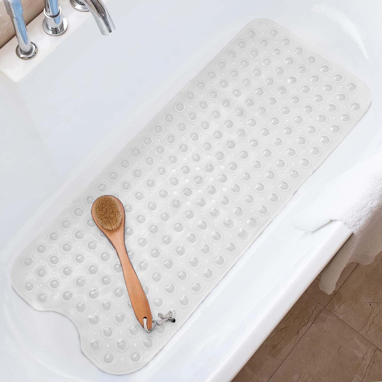 Extra Large Non-Slip Bath Mat - Bathtub Mat with Drain Holes, Suction Cups Shower Mat - Machine Washable Mat For Bathroom, Bathroom Accessories Easy Clean