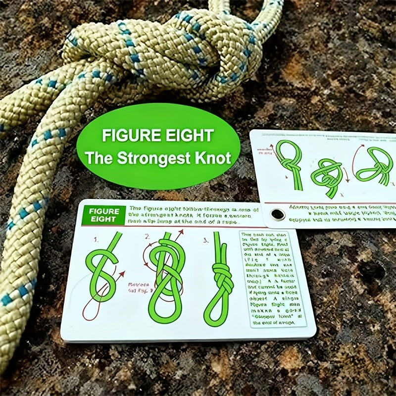 NEW Outdoor Knots Reference Guide - Includes 23 Various Rope Knots, with Mini Storage Clip, Perfect for Wilderness Bushcraft Sports Survival Kit, Kayak Boating, Camping, And Sport Emergencies