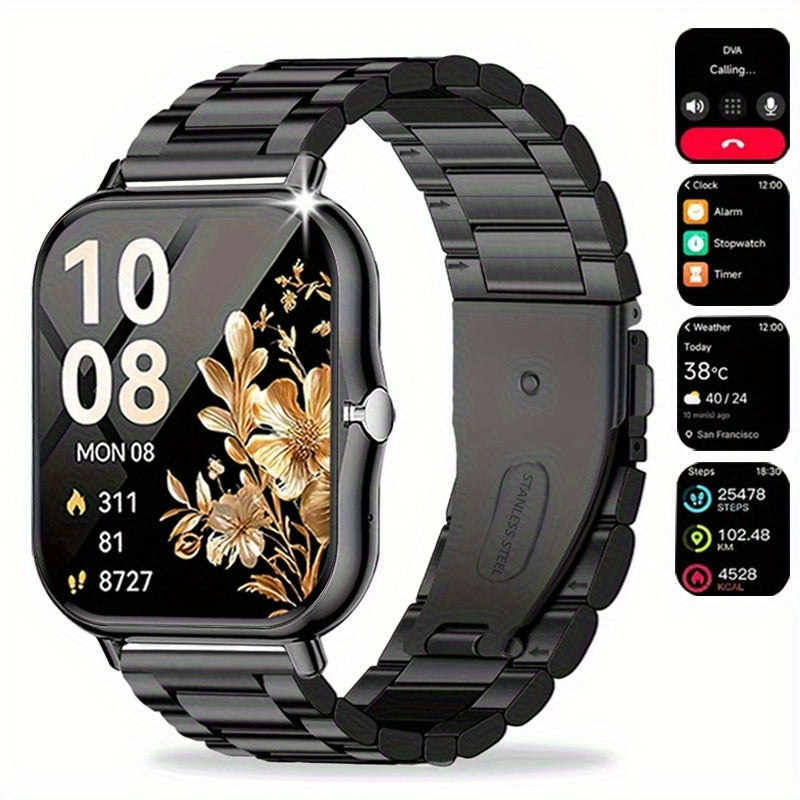 Full Touchscreen Smart Watch Compatible for Android & iPhone, Wireless Calling/Suitable for Android and iPhone, Wireless Smartwatch with 100+ Sports Modes, Alloy Case, Wireless 5.0, Phone Calls, Fitness Tracker for Men & Wome