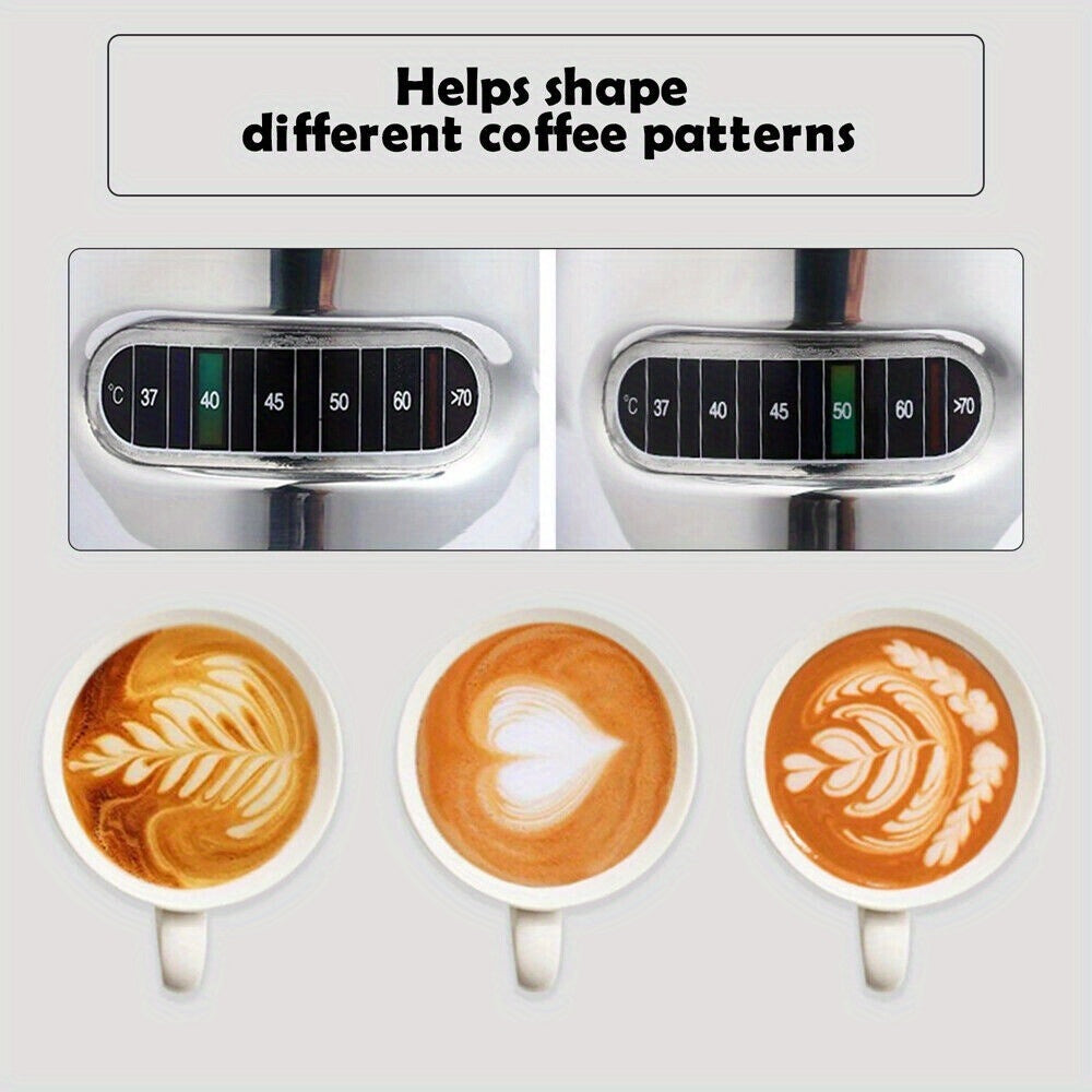 NEW Coffee Milk Frothing Jug Frother Latte Container Metal Pitcher with Thermometer