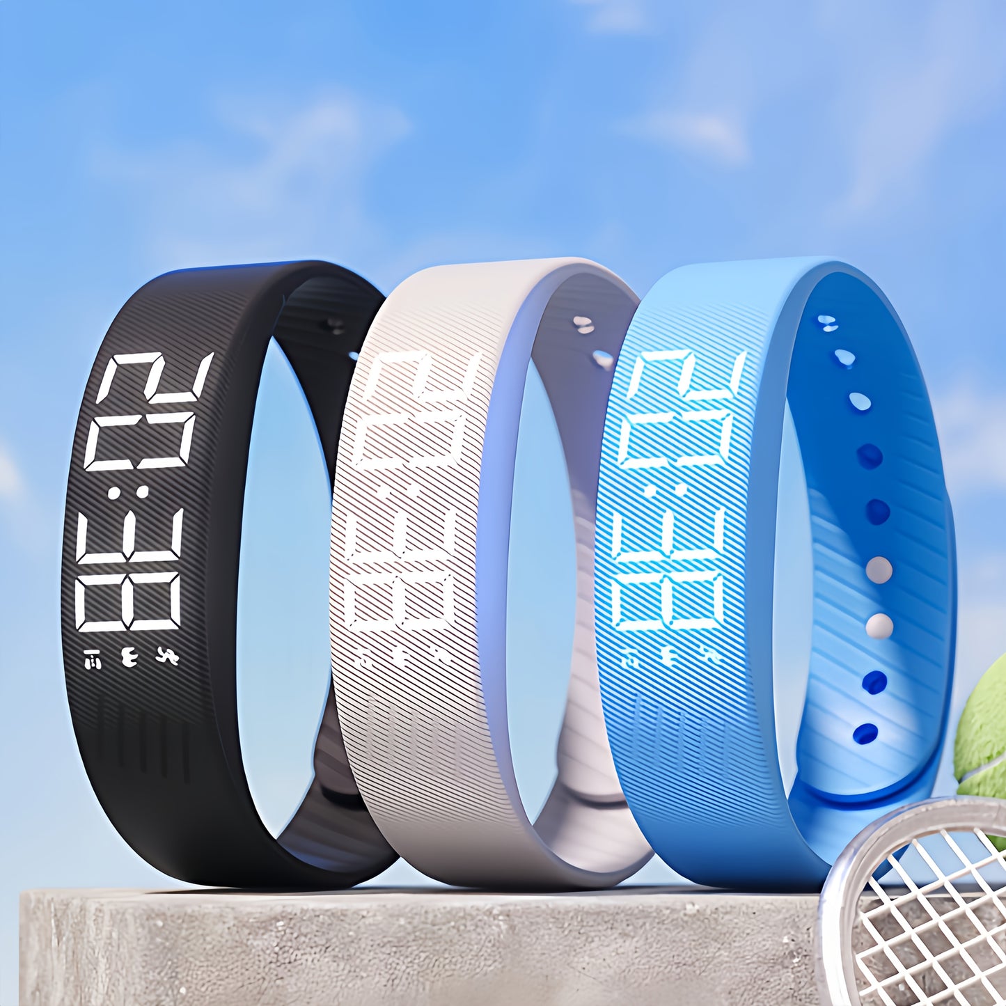 Slim Smart Fitness Watch with Step Tracker, Calorie Counter & Alarm Clock - USB- Digital Wristwatch for //Students, Pedometer, Stopwatch, Soft Strap (Compatible with /, No) - Ideal for Sports & Daily