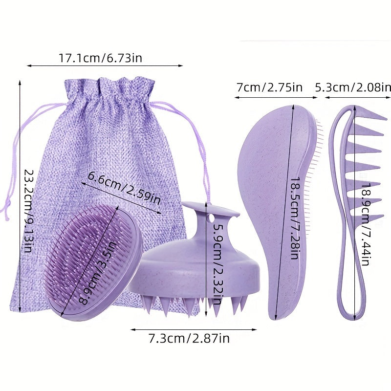 5 PCS Set of Wheat Straw Hair Combs, Including a Smooth Massage Comb, an Egg Comb, a Wide-Tooth Oil Comb, And a Massage Shampoo Brush + Gift, Perfect for Valentine's Day Or Mother's Day for Your Girlfriend Or Wife
