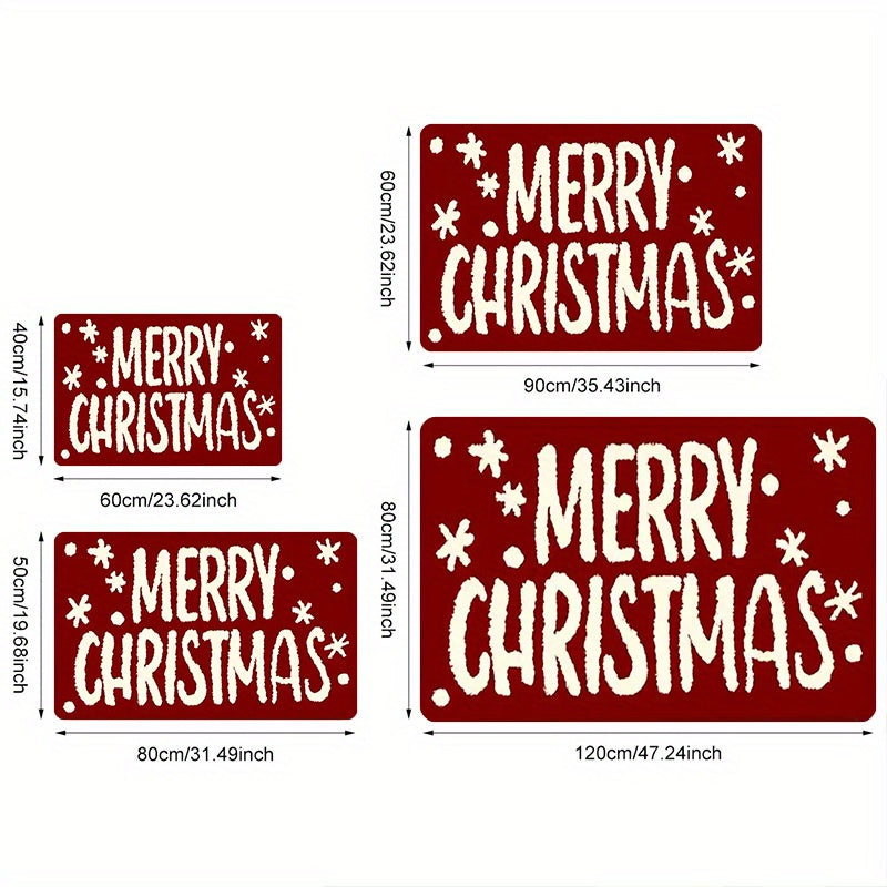 Festive Christmas "Merry Christmas" Door Mat - Machine Washable, Polyester, Rectangular, Ideal for Indoor/Outdoor Entryway, Living Room, Bedroom, Kitchen, Office & Holiday Decor, Christmas Door Mat