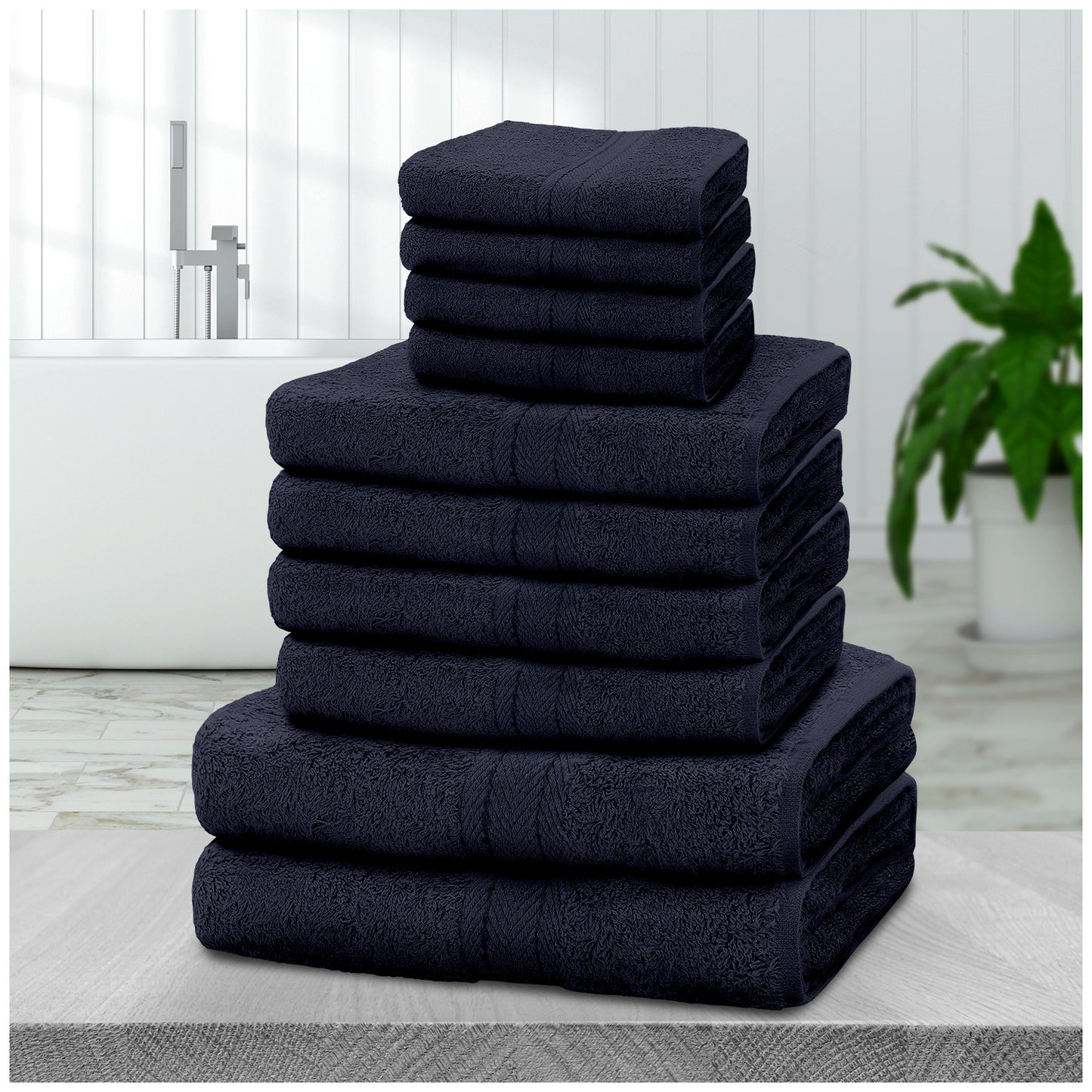 NEW 10 PCS Set 14 Colors Pakistani  Towel Bale Set | Luxurious 100% Cotton Towels Family Pack | Quick-Drying, Highly Absorbent & Ultra-Soft Fabric | Includes 4 Face Towels, 4 Hand Towels, 2 Bath Towels Ideal for Home, Gym, Sp
