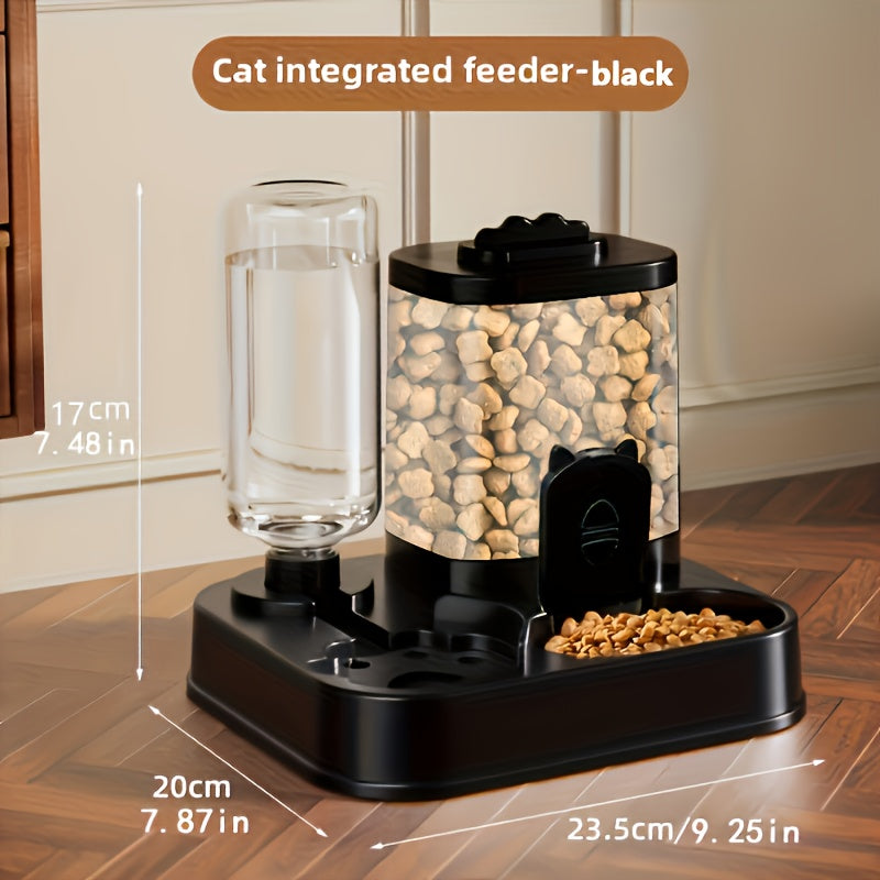 Automatic Water Dispenser for Cats & Dogs with Bowl - 0.98-9.99 L Multi-Capacity, Battery-Free/Plug-in, Easy to Clean & Moisture-Proof, Indoor/Outdoor Use, Durable Black Design with Clear Window & Ergonomic Handle