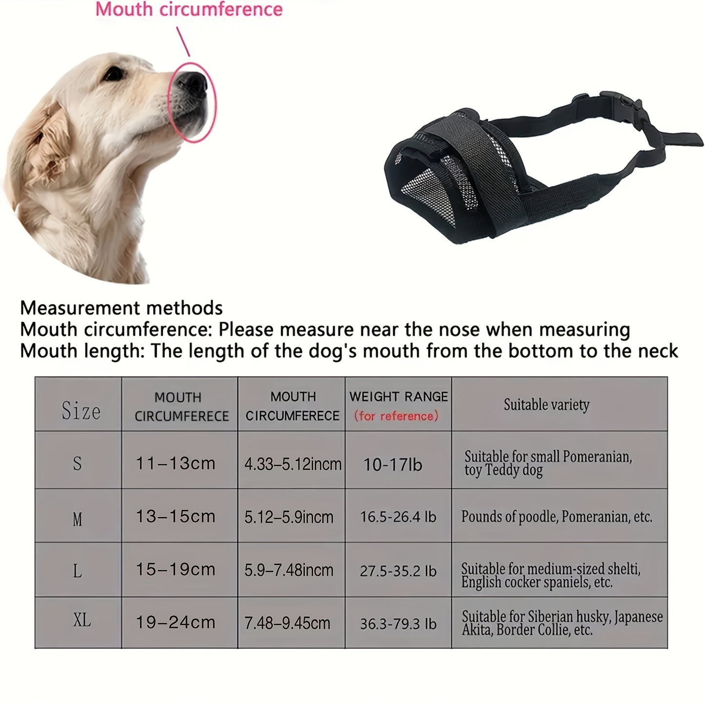 Adjustable Dog Mask, Breathable Polyester, Anti-Bite Barking Control, Comfort Fit for Small to Medium Dogs Pets Accessories