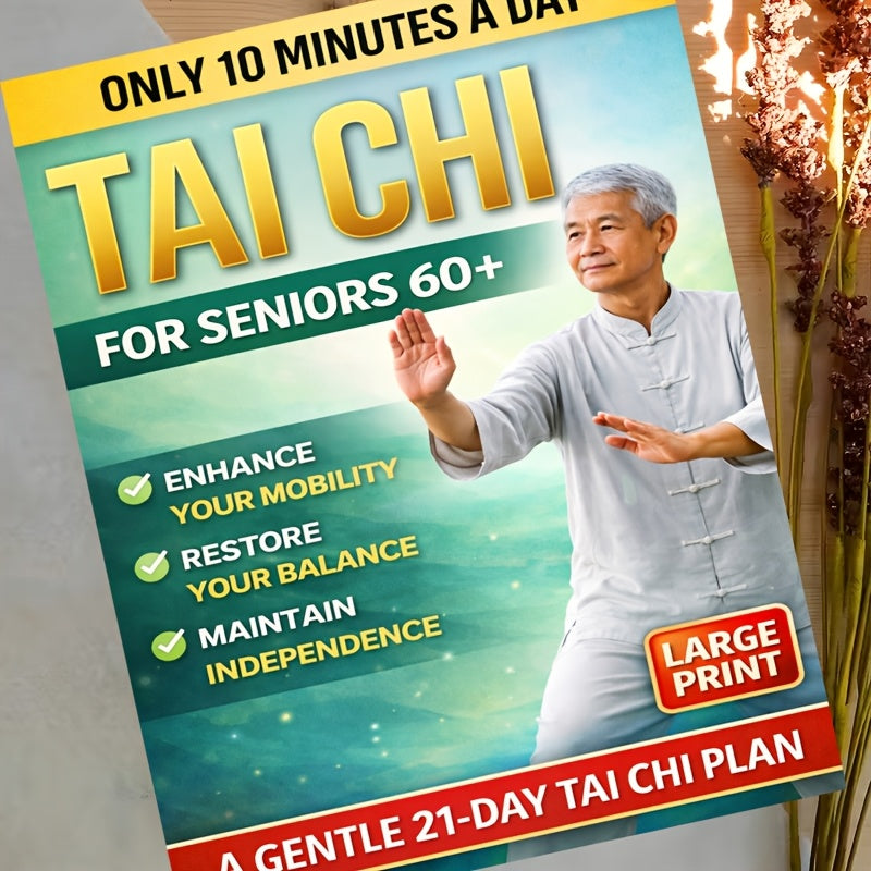 10-Minute Tai Chi Home Gym for Seniors Over 60: 21-Day Step-by-Step Balance Training & Fall Prevention (Large Print, Illustrated, At-Home, No Equipment) Elderly Sports Supplies