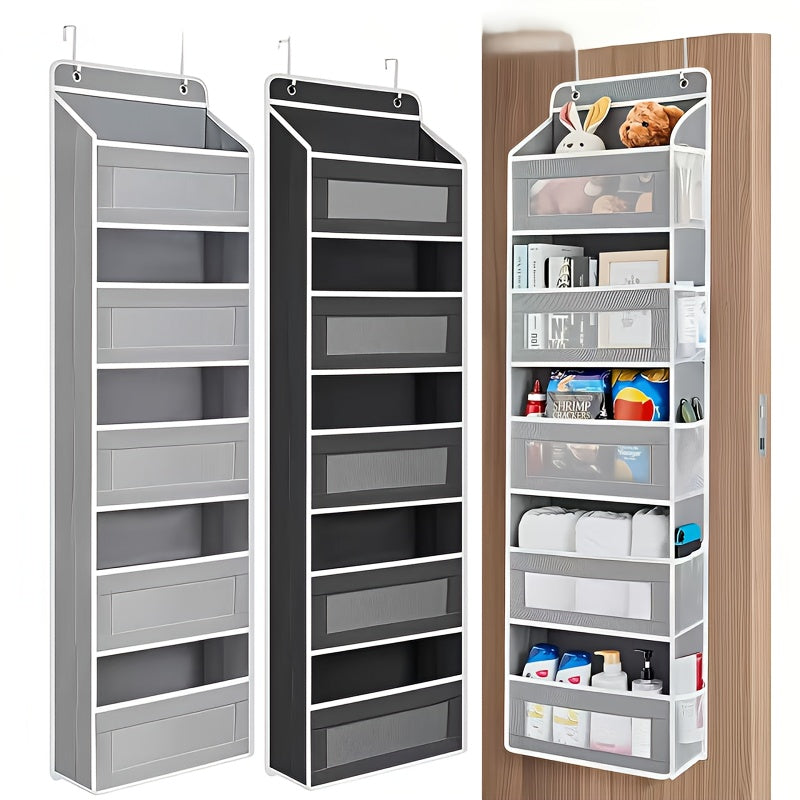 Durable 5-Tier Door Storage Rack - No-Drill Anti-Tip Door Hanging Rack, 44 Lbs Capacity (19.96 Kg), Space-Saving Hanging Storage Shelf, Suitable for Closets, Bathrooms, Kitchens, Nurseries - Easy-To-Clean Fabric Structure, Pe