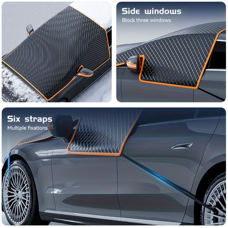 NEW Car Windshield Snow Cover, Suitable for All Vehicles - Durable Oxford Cloth Windshield Snow Shield, Thick Frost Cover with Magnetic Attachments, Magnetically Fixed, Resistant to Strong Winds, Suitable for All Seasons