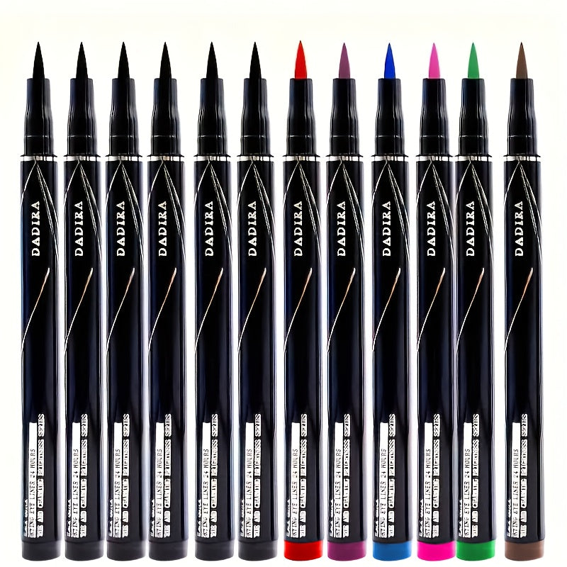 12pcs Set Liquid Eyeliner Pens - Long-Lasting, Waterproof, Smudge-Resistant, Multi-Color Options (Green, Purple, Pink, Orange, Yellow, Red, Brown, ) - Easy Application For Everyday & Special Occasions, Eyeliner For Eyebrows,